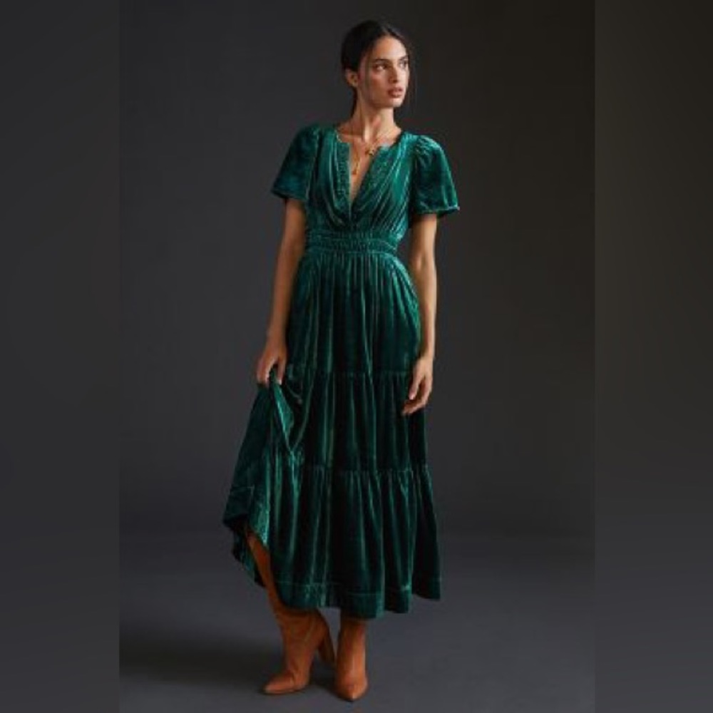 Anthropologie Somerset Velvet Maxi Dress LP